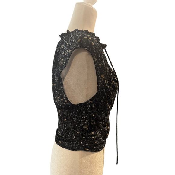 FREE PEOPLE Ma Cherie Black Floral Blouse in Size Small - Picture 3 of 7